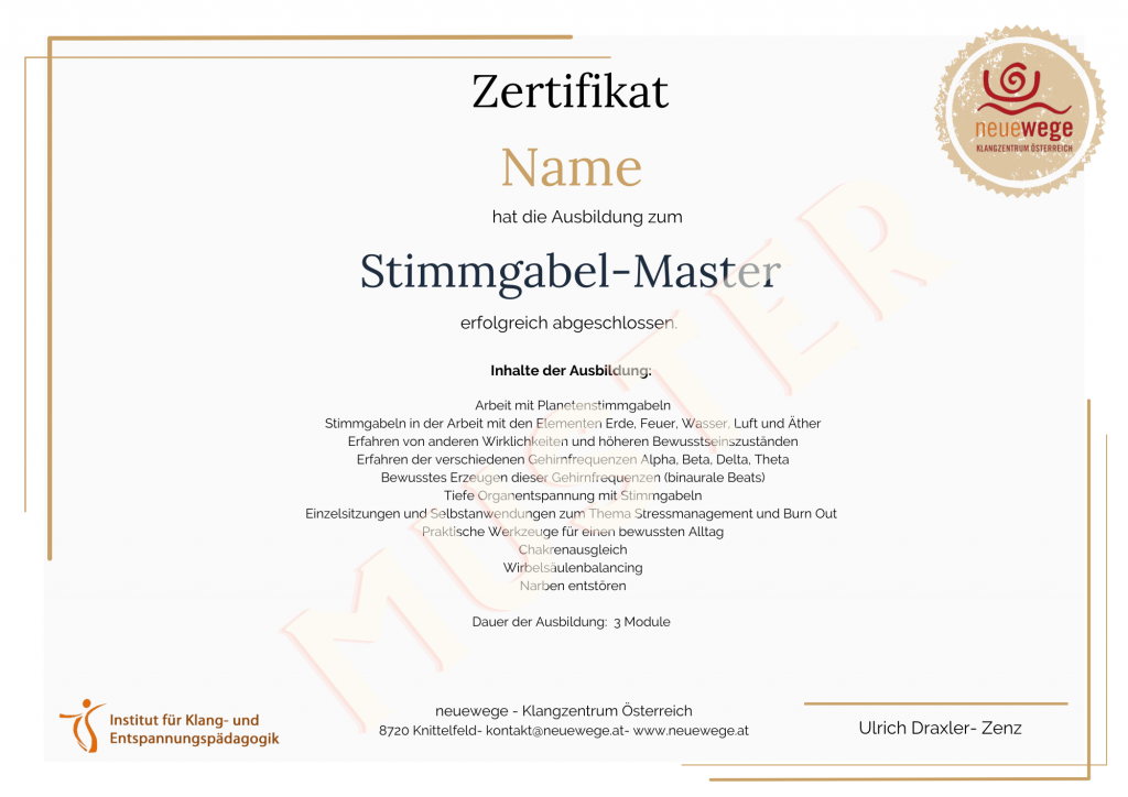 Muster Zertifikat Stimmgabel